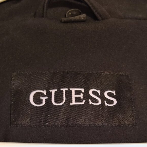 Guess Black Asymmetrical Zip Black MOTO Fitted Jacket Pea Coat Size Small - Picture 15 of 15